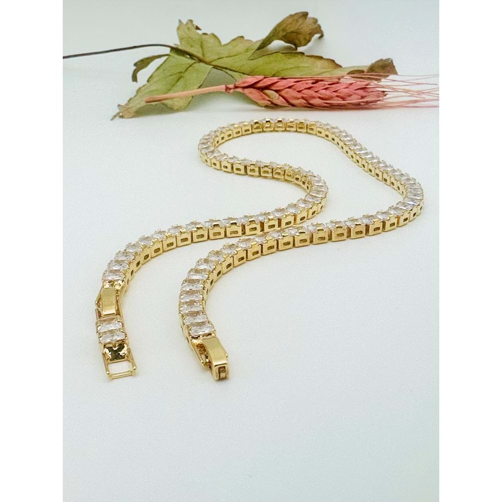 GOLD RENK SUYOLU ÇELİK KOLYE 40 CM ACR2385