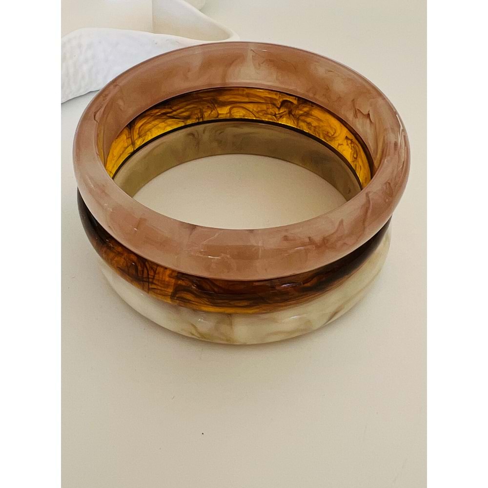 ÜÇLÜ KEMİK BİLEZİK KREM-KAHVE-PUDRA ACR2398