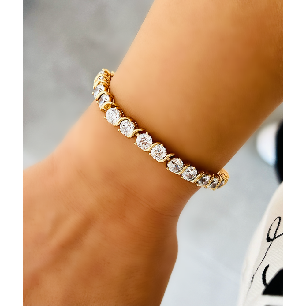 XUPING YUVARLAK TAŞLI SUYOLU BİLEKLİK ROSE RENK 18+1 CM-5MM ACR2495