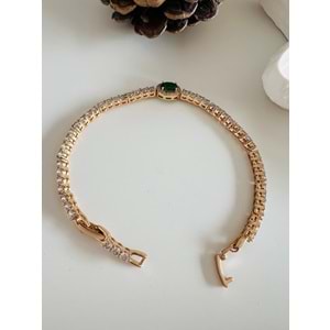 XUPING ZÜMRÜT TAŞ RENKLİ SUYOLU BİLEKLİK ROSE RENK 17+2 CM ACR2499