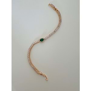 XUPING ZÜMRÜT TAŞ RENKLİ SUYOLU BİLEKLİK ROSE RENK 17+2 CM ACR2499