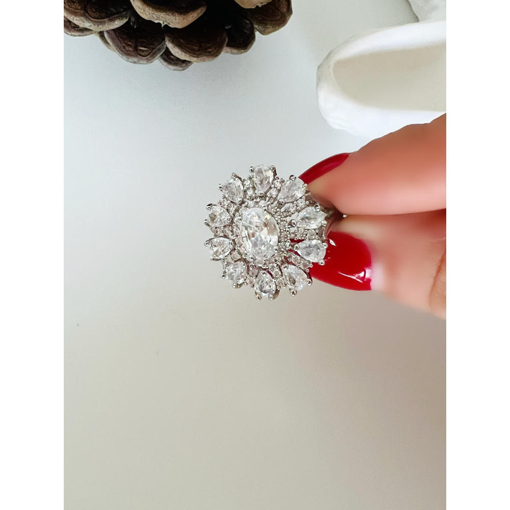 AYARLANABİLİR TAŞLI ÇELİK YÜZÜK GÜMÜŞ ACR2618