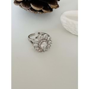 AYARLANABİLİR TAŞLI ÇELİK YÜZÜK GÜMÜŞ ACR2618