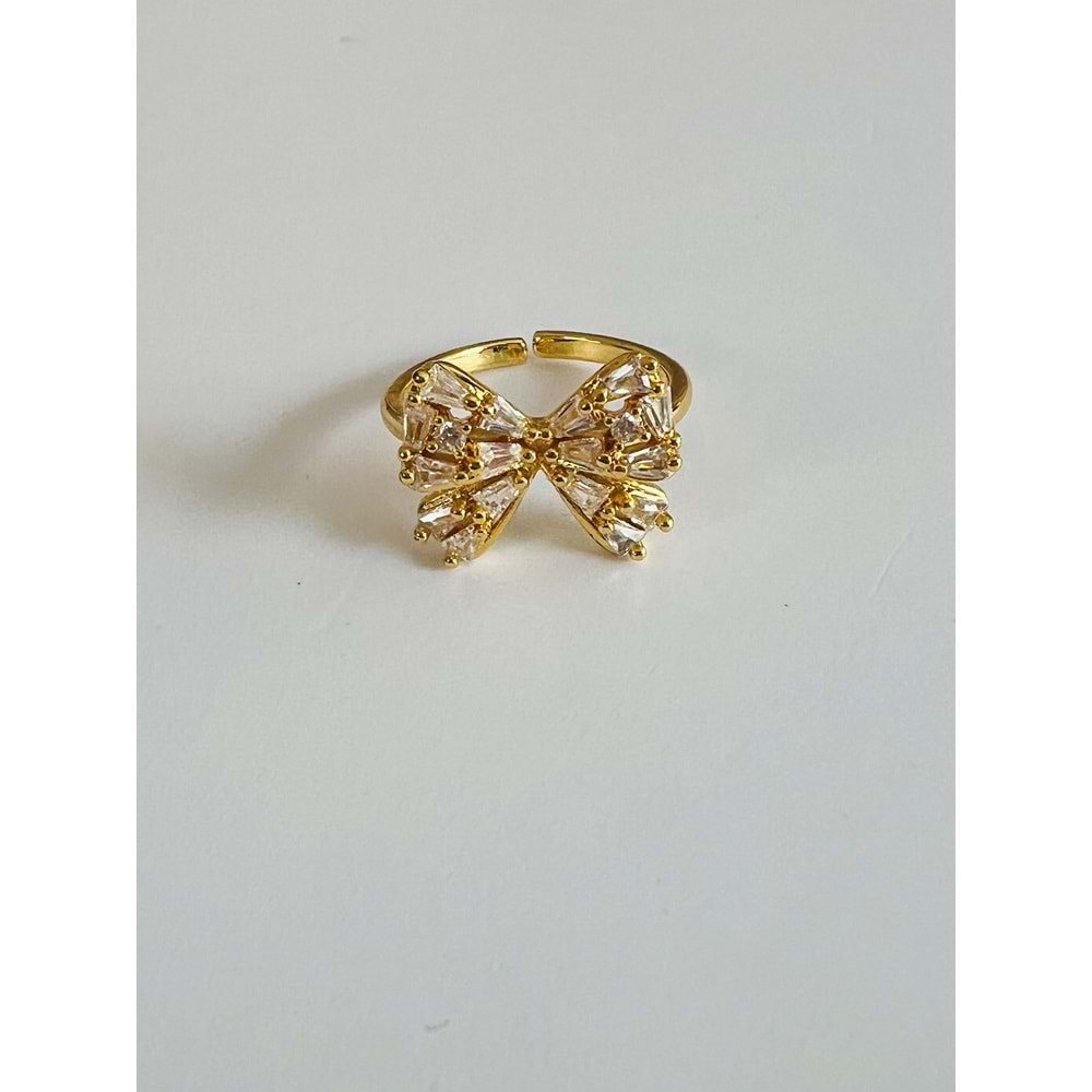 AYARLANABİLİR ÇELİK BAGET TAŞLI FİYONK YÜZÜK GOLD ACR2720