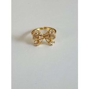 AYARLANABİLİR ÇELİK BAGET TAŞLI FİYONK YÜZÜK GOLD ACR2720
