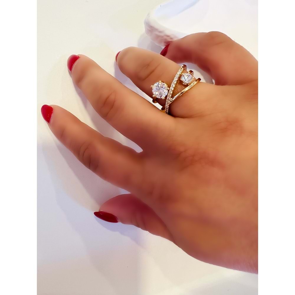 XUPING AYARLANABİLİR ÇİFT TEK TAŞLI YÜZÜK ROSE ACR2770