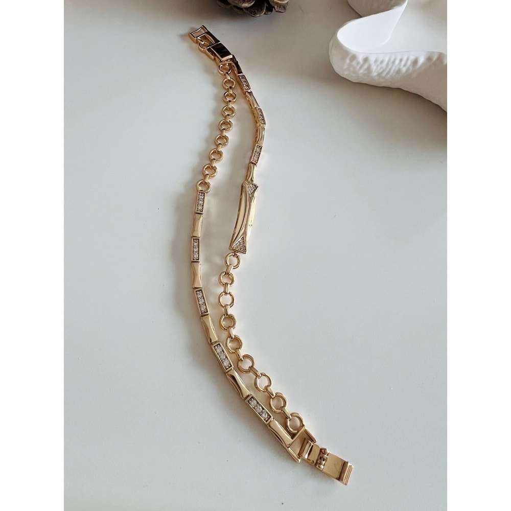 XUPING TAŞLI İKİLİ BİLEKLİK 17+2 CM ROSE ACR2780