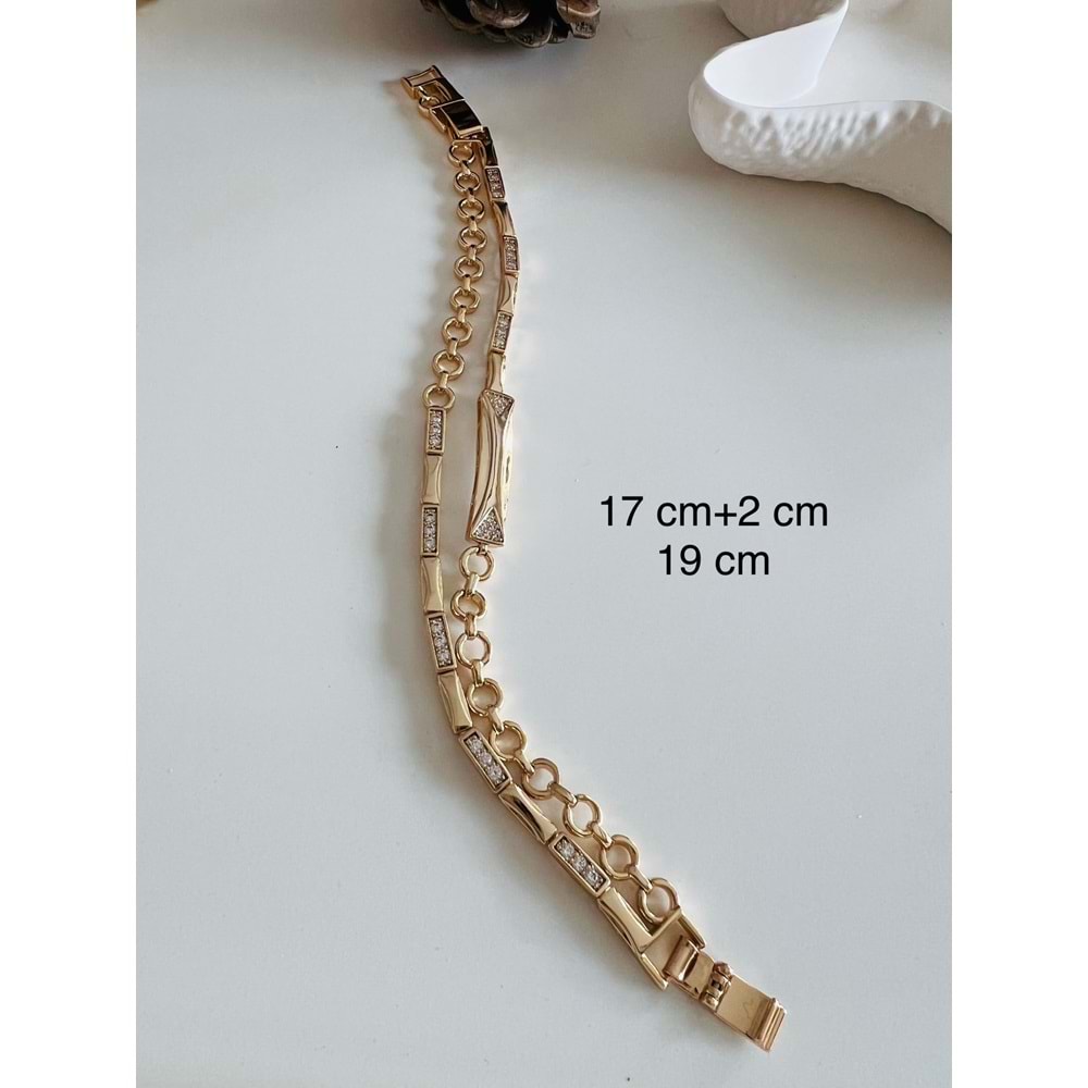 XUPING TAŞLI İKİLİ BİLEKLİK 17+2 CM ROSE ACR2780