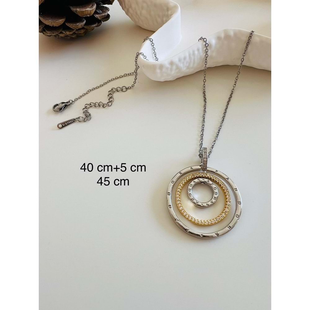 ÇELİK PNDRA KOLYE 40+5 CM GOLD-GÜMÜŞ ACR2875