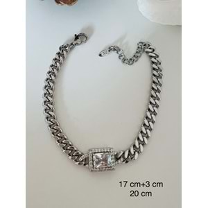 XUPING ZİRKON TAŞLI ZİNCİR BİLEKLİK 17+3 CM GÜMÜŞ ACR2916