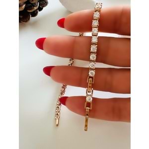 XUPING KARE TAŞLI SUYOLU BİLEKLİK ROSE RENK 18+1 CM-4MM ACR3077