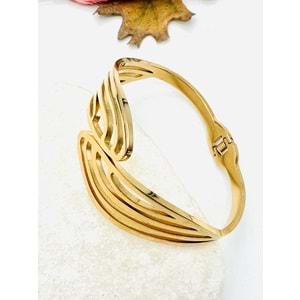GOLD RENK DALGA DESEN ÇELİK KELEPÇE ACR3150