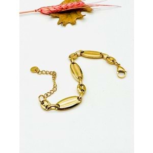GOLD RENK BADEM DESEN ÇELİK BİLEKLİK 16+5 CM-1 CM ACR3175
