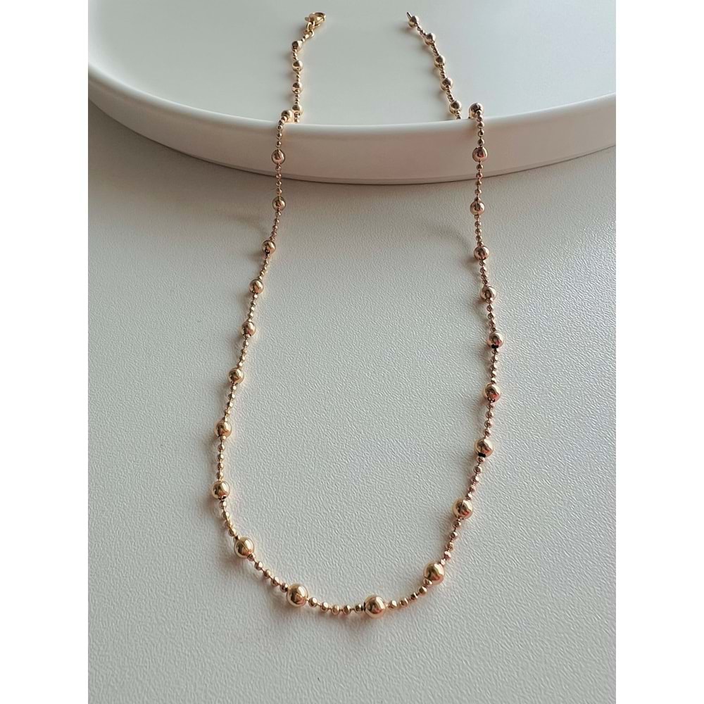 XUPING DORİKALI TOP ZİNCİR KOLYE 45 CM-ROSE ACR3253