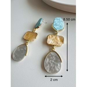 ÖZEL SERİ MİNT YEŞİLİ-KREM-GRİ RENKLERİNDEN OLUŞAN SALLANTILI KÜPE ACR3261