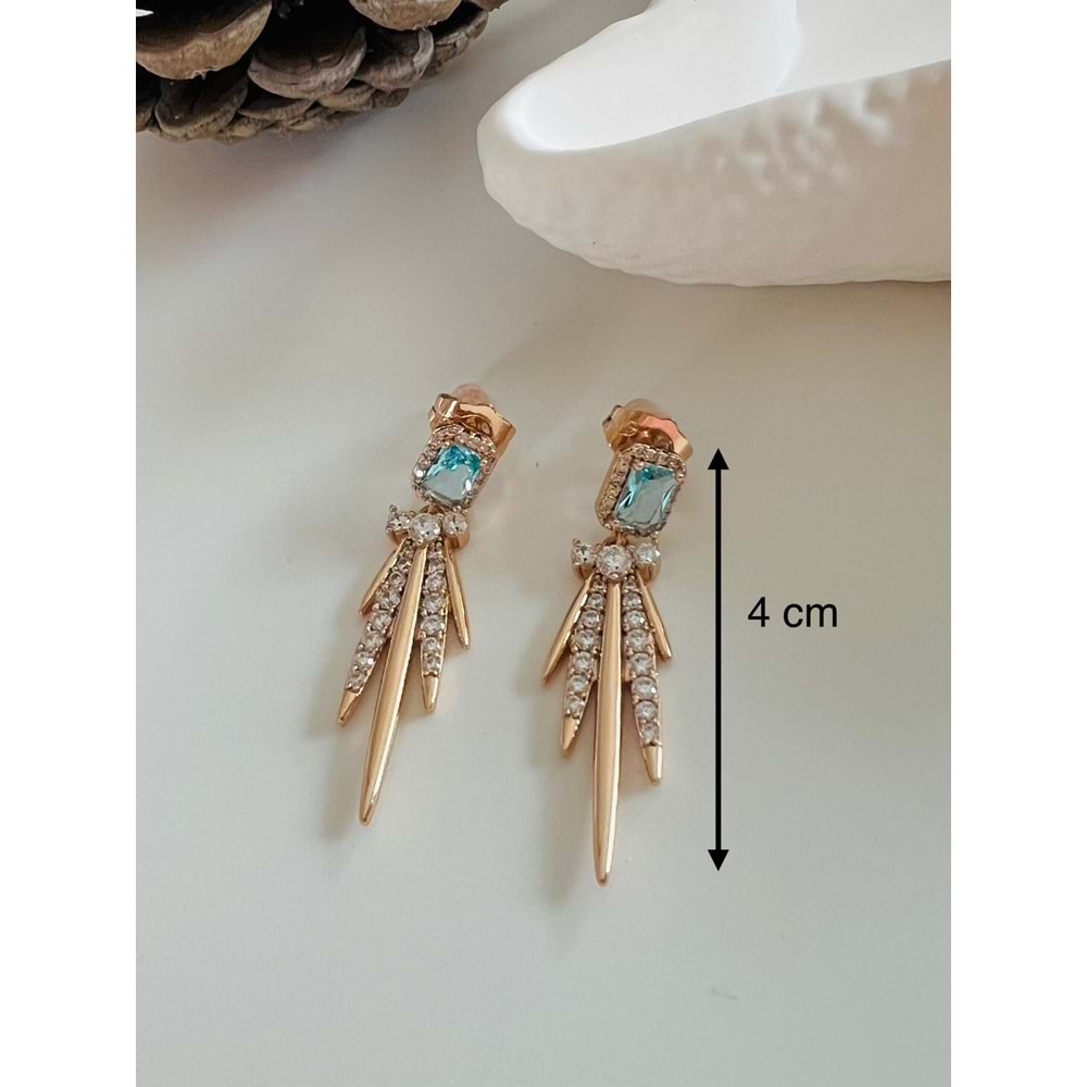 XUPING TURKUAZ TAŞLI TASARIM KÜPE ROSE ACR3323