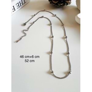 ÇELİK TOP ZİNCİR KOLYE 46+6 CM GÜMÜŞ ACR3403