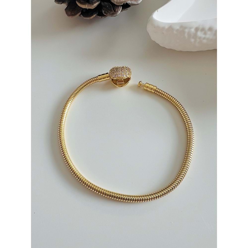 ÇELİK KLİPSLİ KALPLİ CHARM BİLEKLİK GOLD ACR3668