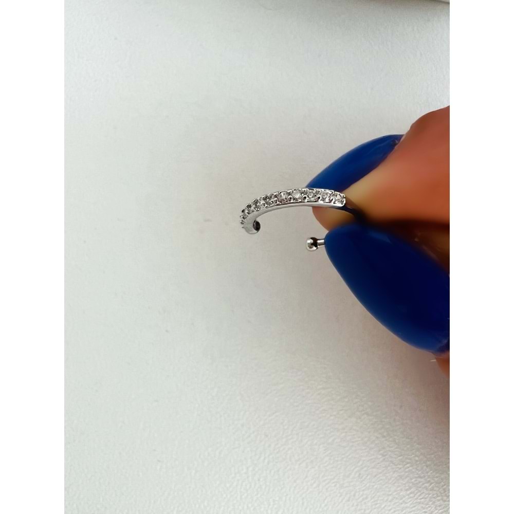 ZİRKON TAŞLI, KISTIRMALI, KIKIRDAK KÜPE GÜMÜŞ ACR3787
