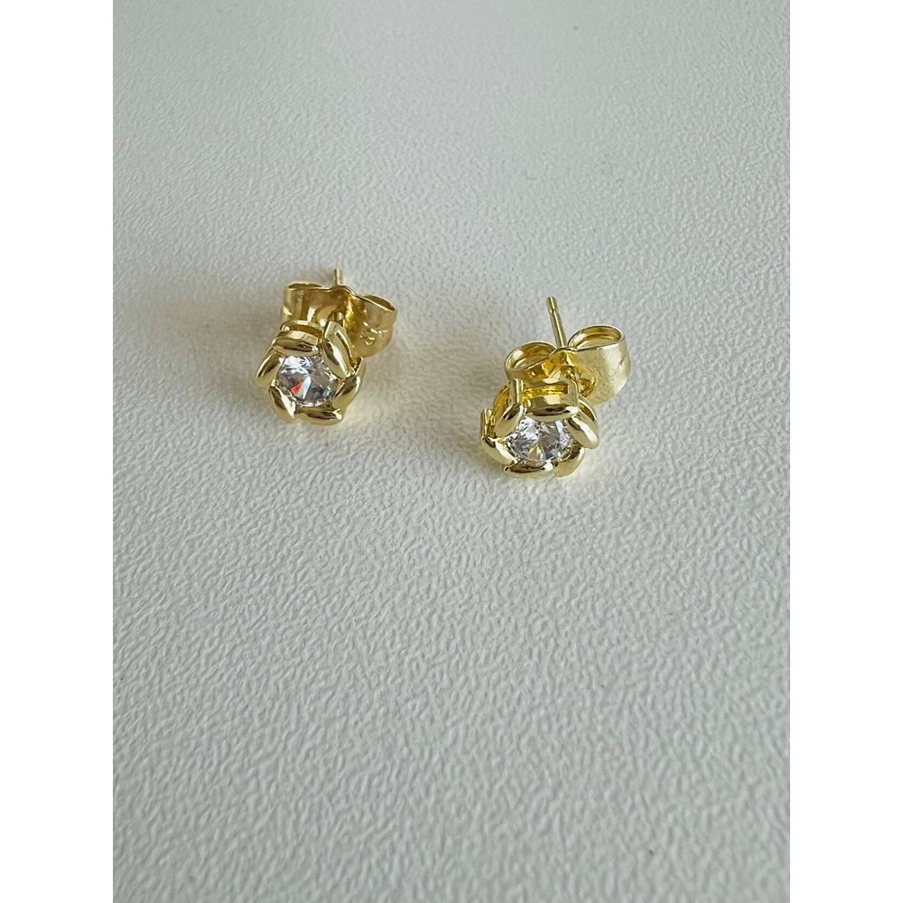 XUPING TAŞLI, MİNİMAL ÇELİK KÜPE 6MM-14K GOLD ACR4003