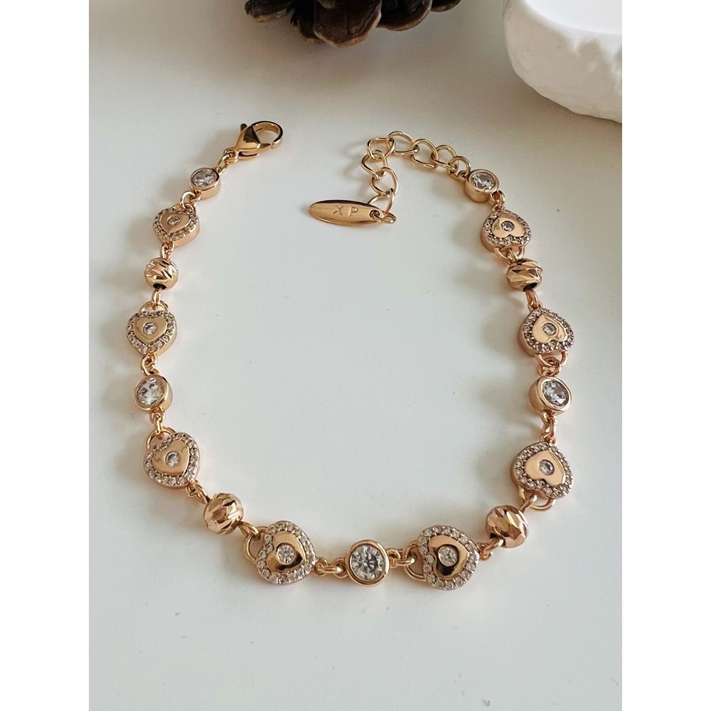 XUPING DORİKALI, KALPLİ BİLEKLİK 18+4 CM-ROSE ACR4109