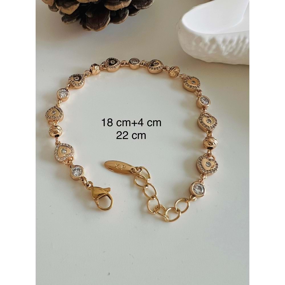 XUPING DORİKALI, KALPLİ BİLEKLİK 18+4 CM-ROSE ACR4109