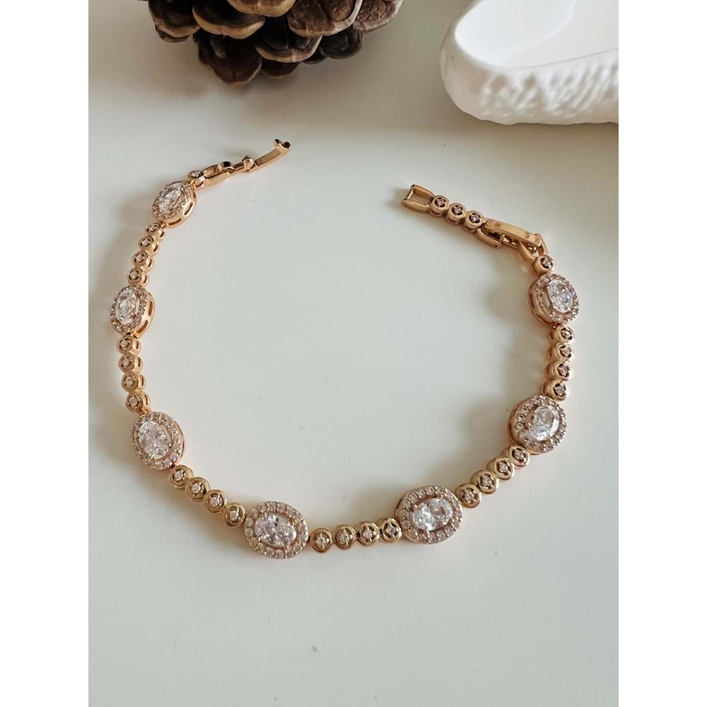 XUPING OVAL TAŞLI BİLEKLİK 18+2 CM-ROSE ACR4112