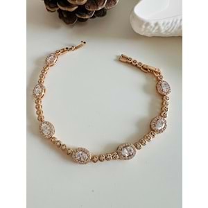 XUPING OVAL TAŞLI BİLEKLİK 18+2 CM-ROSE ACR4112