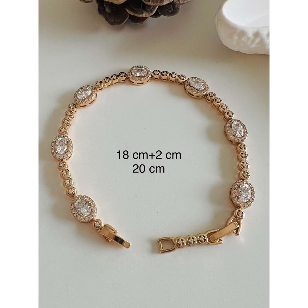 XUPING OVAL TAŞLI BİLEKLİK 18+2 CM-ROSE ACR4112
