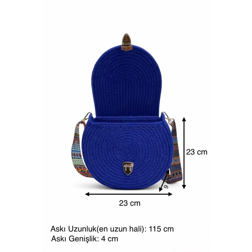 GADE EL YAPIMI SAKS MAVİSİ MAKARON ÇANTA ACR4166