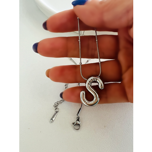 S HARF ÇELİK BALON KOLYE 40+5 CM-GÜMÜŞ ACR4168