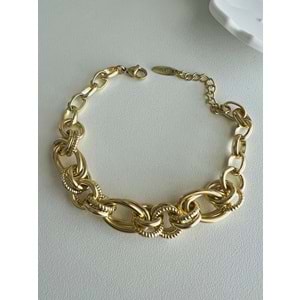 XUPING İÇ İÇE GEÇMELİ ZİNCİR BİLEKLİK 18+3 CM-14K GOLD ACR4192