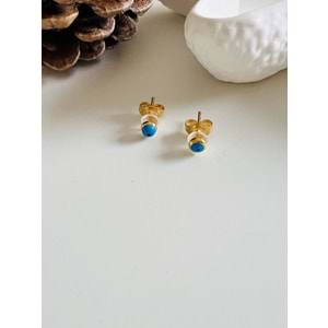 MAVİ GÖZ MİNİMAL ÇELİK KÜPE 3MM-GOLD ACR4236
