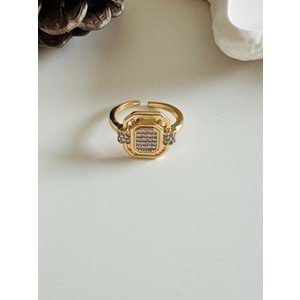 KARE MODEL ÇELİK LEYLA YÜZÜK-GOLD ACR4253