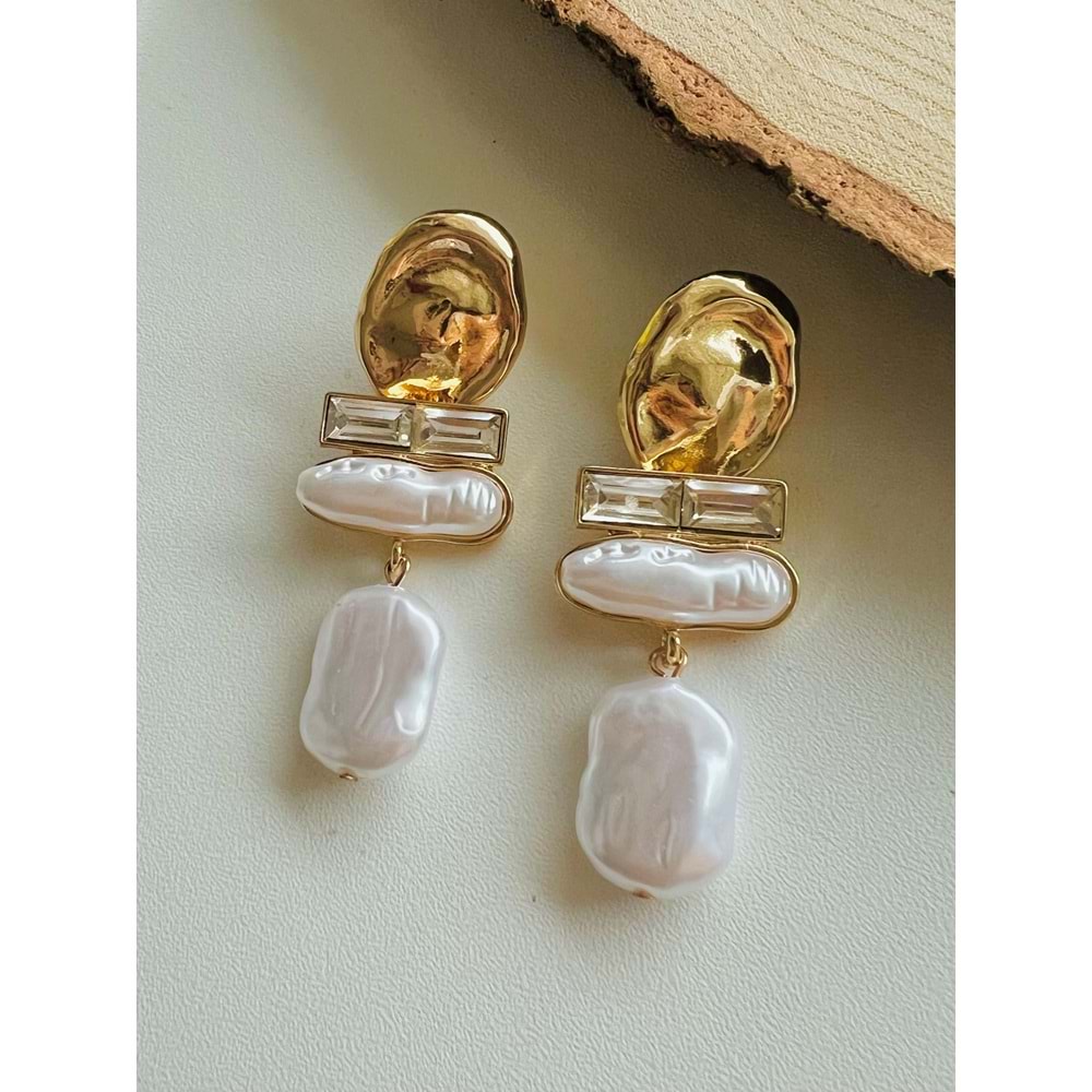 GOLD RENK BAROK İNCİ KÜPE ACR4446