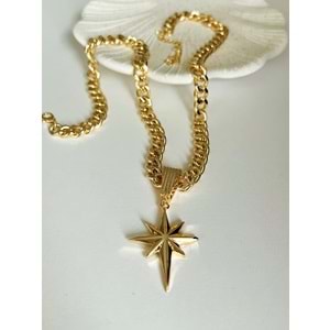 GOLD RENK KUTUP YILDIZI KOLYE 43+7 CM ACR4492