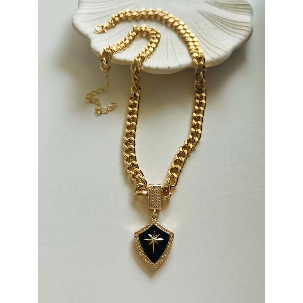 GOLD RENK BLACK ROZET KOLYE 41+7 CM ACR4496