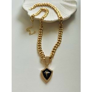 GOLD RENK BLACK ROZET KOLYE 41+7 CM ACR4496