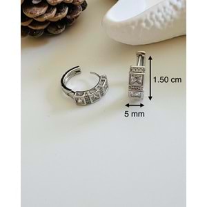 XUPING KARE TAŞLI HALKA KÜPE-GÜMÜŞ ACR4608