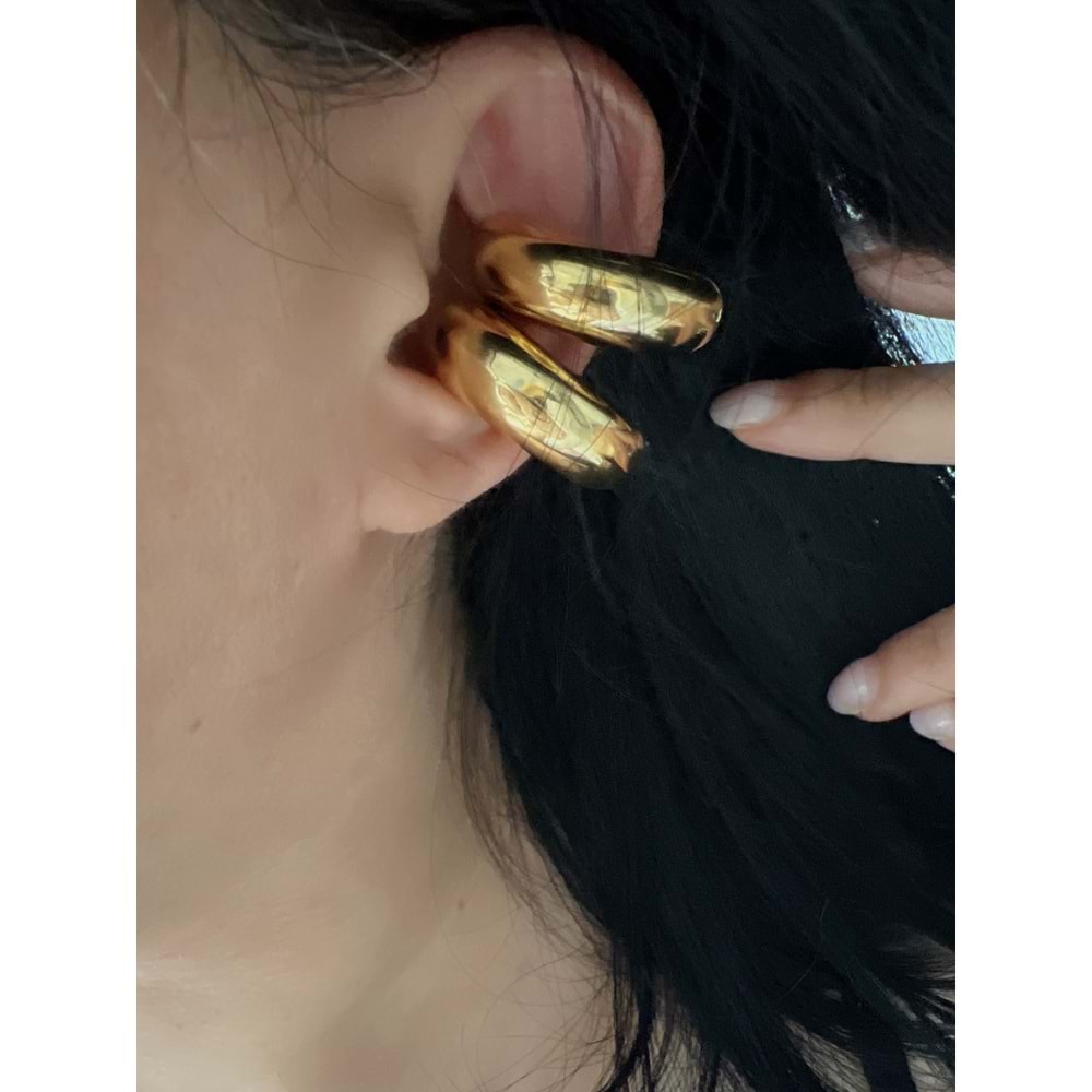 GOLD RENK BOMBELİ EARCUFF ÇELİK KÜPE (ADET FİYATIDIR) ACR4613