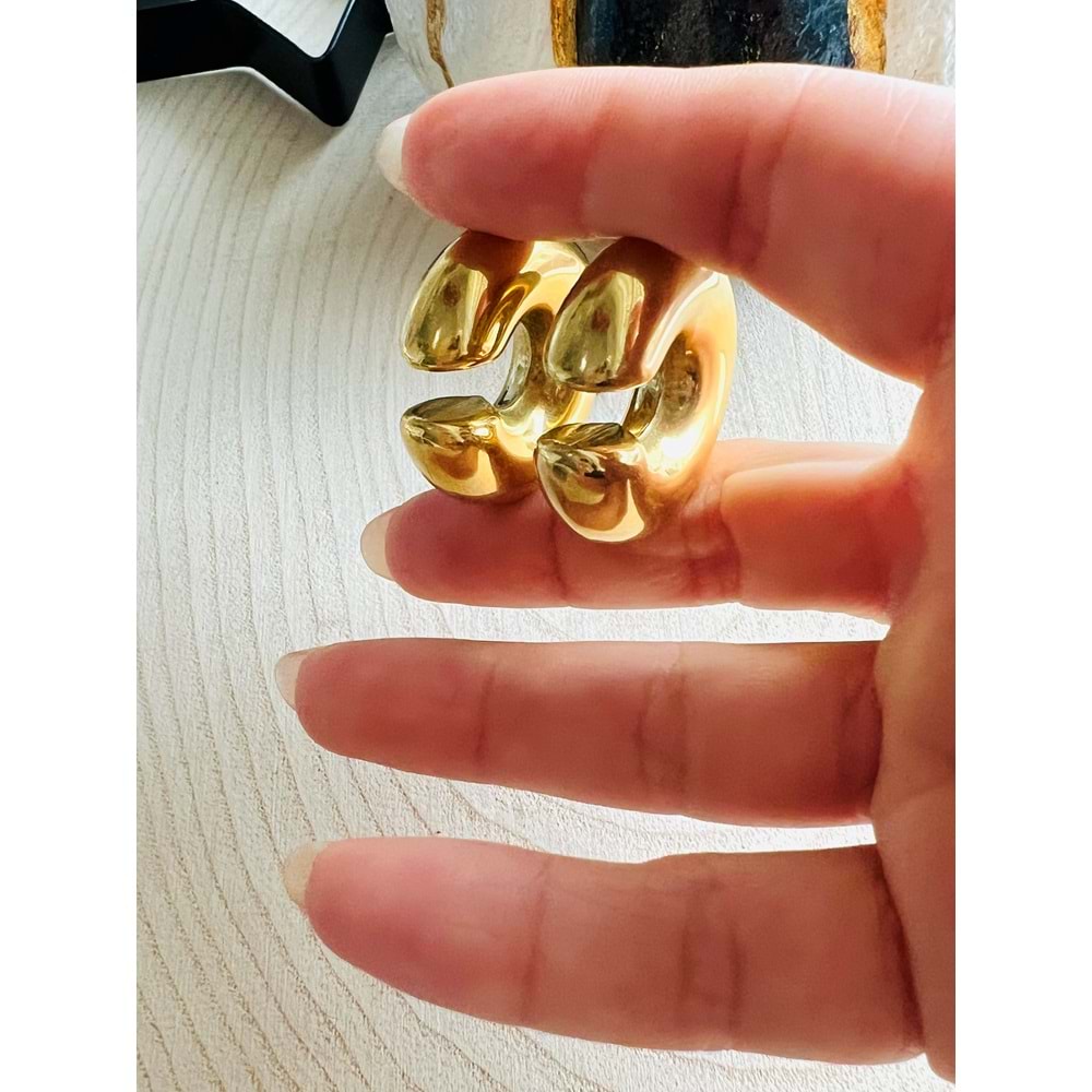 GOLD RENK BOMBELİ EARCUFF ÇELİK KÜPE (ADET FİYATIDIR) ACR4613