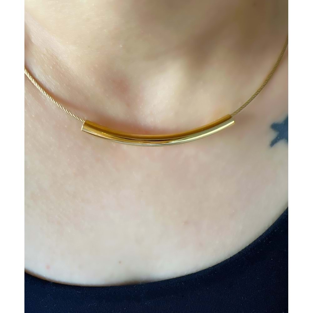 ÇELİK CHOKER KOLYE 40+6 CM GOLD ACR4730