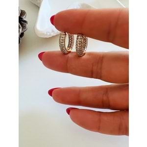 XUPING ZİRKON TAŞLI MİNİMAL HALKA KÜPE-ROSE ACR4794