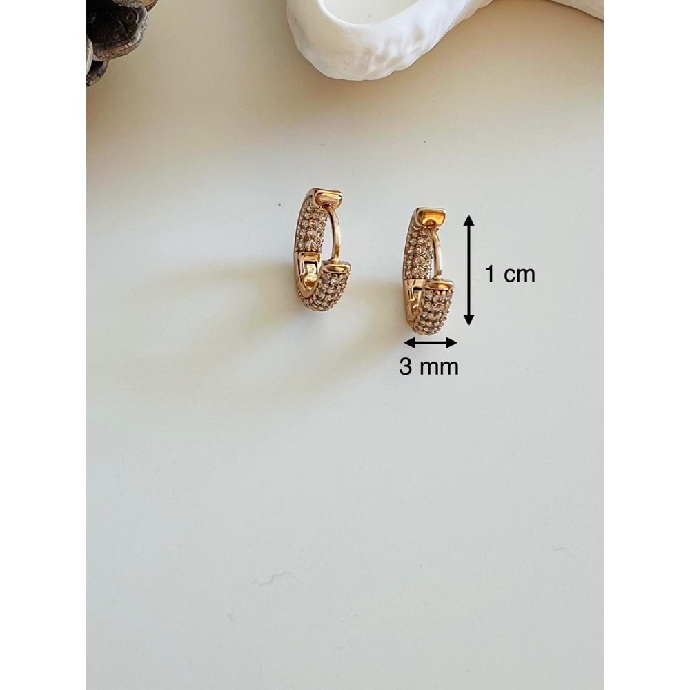 XUPING ZİRKON TAŞLI MİNİMAL HALKA KÜPE-ROSE ACR4794