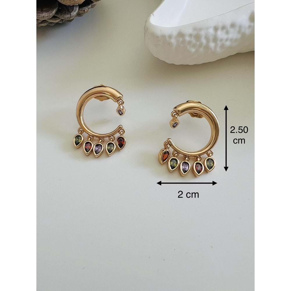 XUPING RENKLİ DAMLA TAŞLI KÜPE-ROSE ACR5026