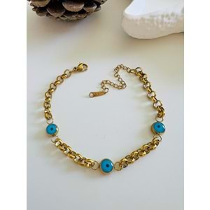 NAZAR BONCUKLU ÇELİK BİLEKLİK 17+6 CM-GOLD ACR5077