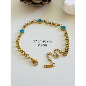 NAZAR BONCUKLU ÇELİK BİLEKLİK 17+6 CM-GOLD ACR5077