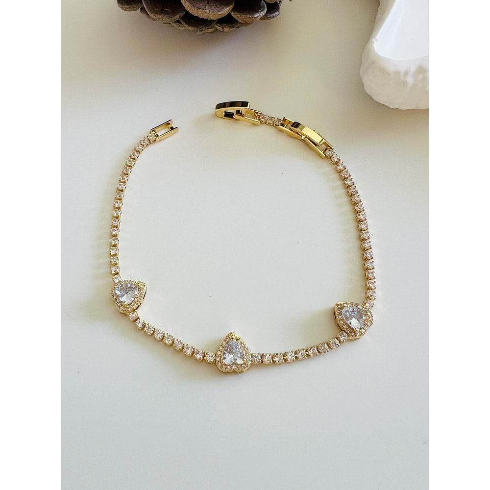 KALPLİ ÇELİK SUYOLU BİLEKLİK 18+2 CM-GOLD ACR5081