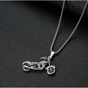 ERKEK ÇELİK MOTOSİKLET KOLYE 60 CM-GÜMÜŞ ACR5388