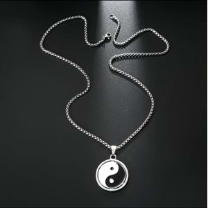UNISEX ÇELİK YİN YANG KOLYE 60 CM-GÜMÜŞ ACR5397